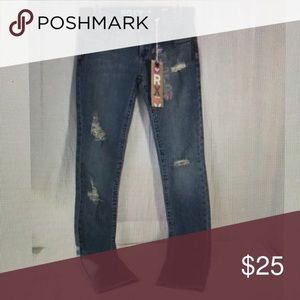 ROXY JEANS sz 31 super skinny’s blue with rips